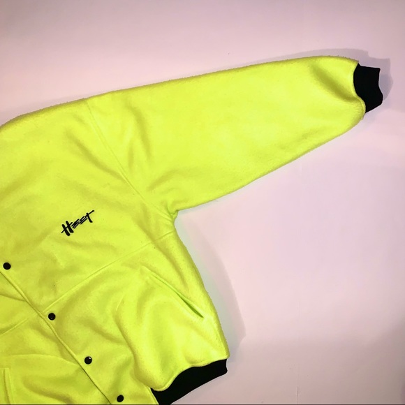 v i n t a g e :: Electric Fleece Bomber Jacket Rare 80s Neon Yellow - Picture 10 of 13